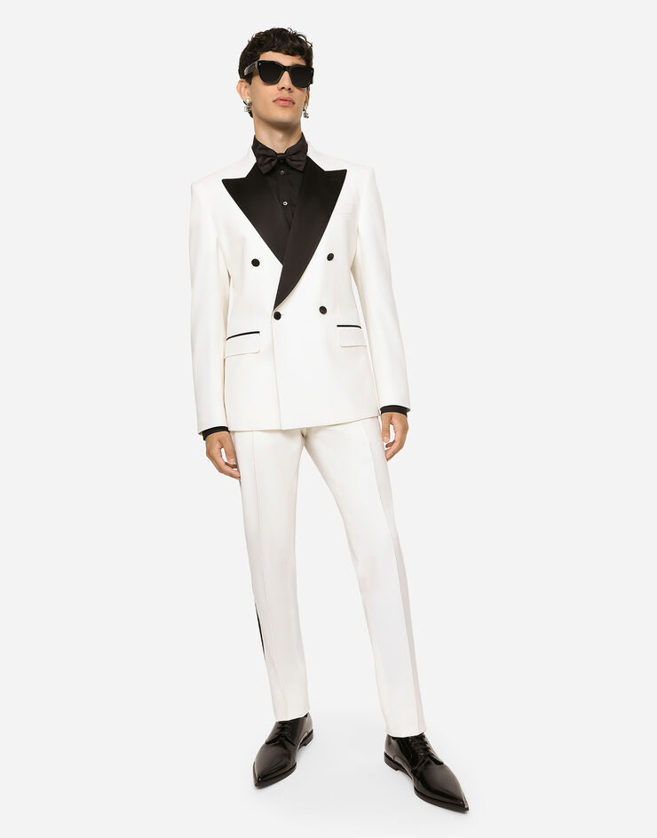 Dolce & Gabbana Double-breasted stretch wool Sicilia-fit tuxedo suit White GKHYMTFUBE7