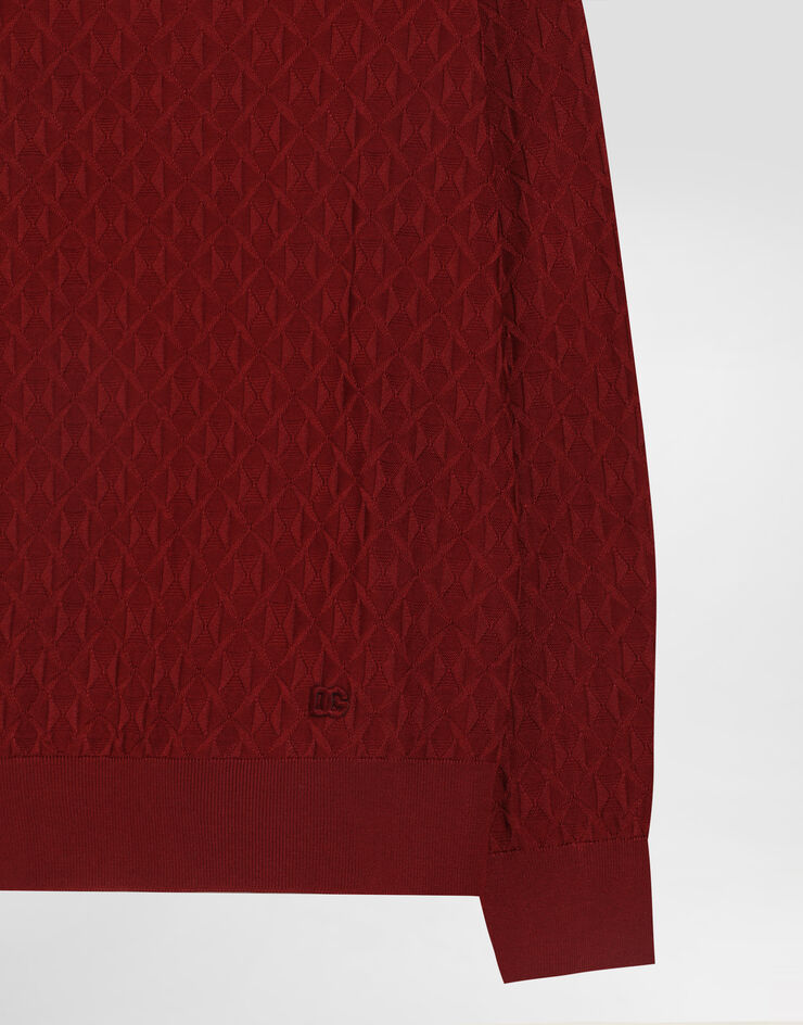 Dolce & Gabbana Micro-dot stitch polo shirt Dolce & Gabbana Micro-dot stitch polo shirt Bordeaux GXZ25ZJBSOE