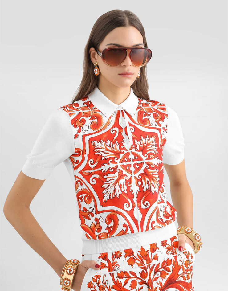Dolce & Gabbana Majolica-print silk pullover Multicolor FXZ28TJBSP8