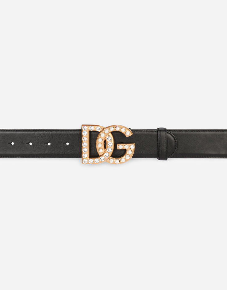 Dolce & Gabbana DG 珠宝徽标小牛皮腰带 多色 BE1446AQ339