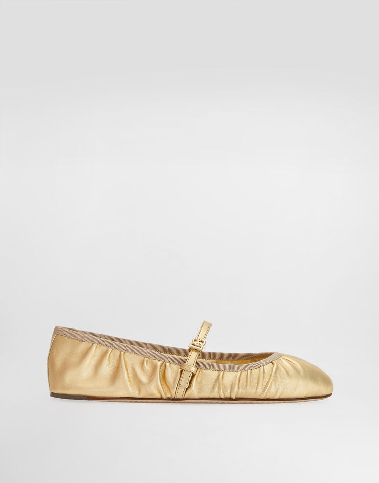Dolce & Gabbana حذاء باليرينا من جلد نابا موردور ذهبي CB0222A1016