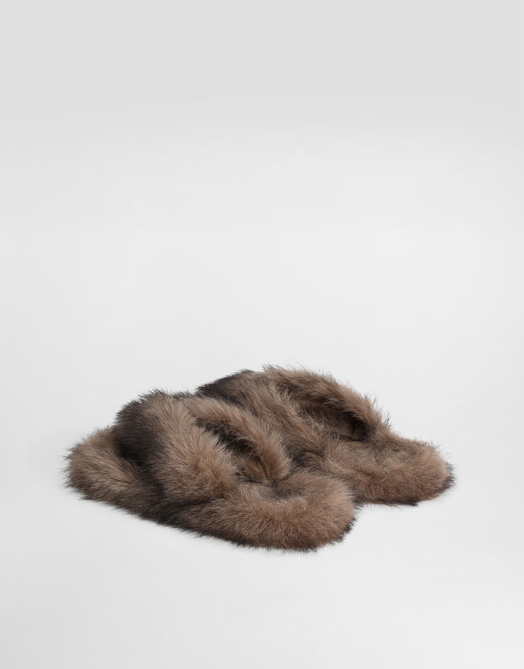 Dolce & Gabbana Shearling flip-flops Brown CQ0714A9Y88