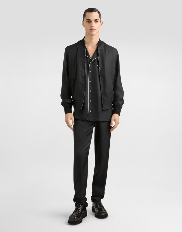 Dolce & Gabbana ロゴ シルク&ジャカード ボンバージャケット  ブラック G9PD5TFJ1JY