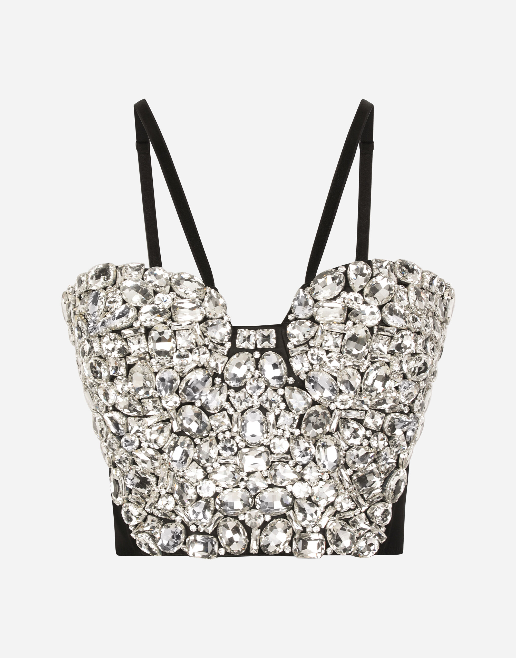 Corset top with rhinestone embellishment in Silver for Women Dolce Gabbana
