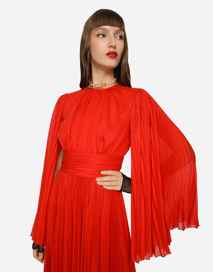 Red chiffon dress