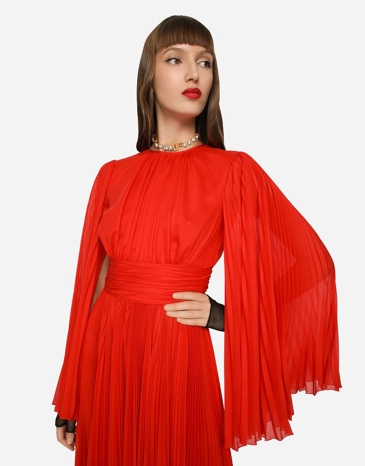 Dolce & Gabbana Vestido largo de chifón Rojo F6AVSTFUSXO