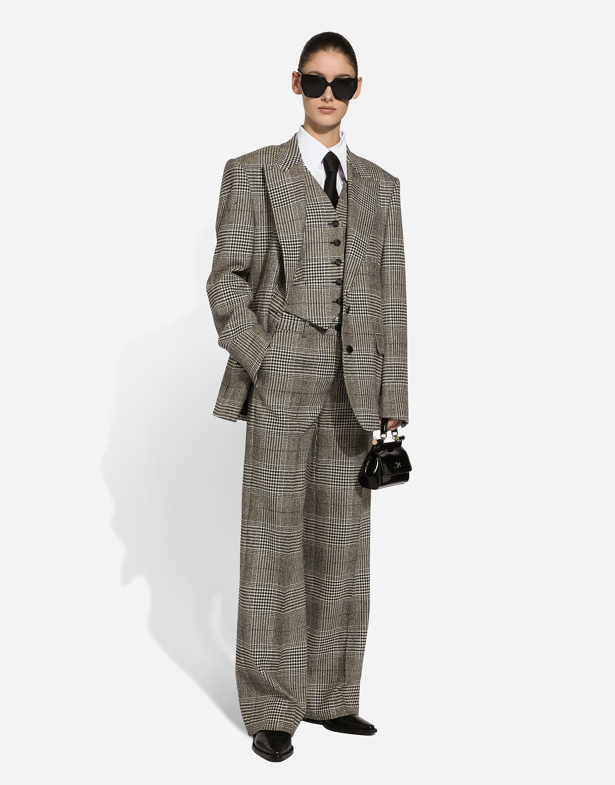 マルチカラーのウィメンズ グレンチェック フレアパンツ | Dolce&Gabbana®