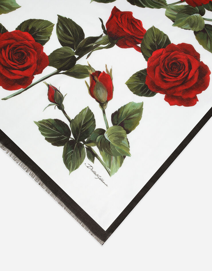 Dolce & Gabbana وشاح مودال وحرير بطبعة وردة مطبعة FS184AGDCR2
