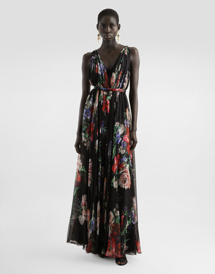 Dolce & Gabbana Long floral-print chiffon dress Print F6ZA1TIS1Y7