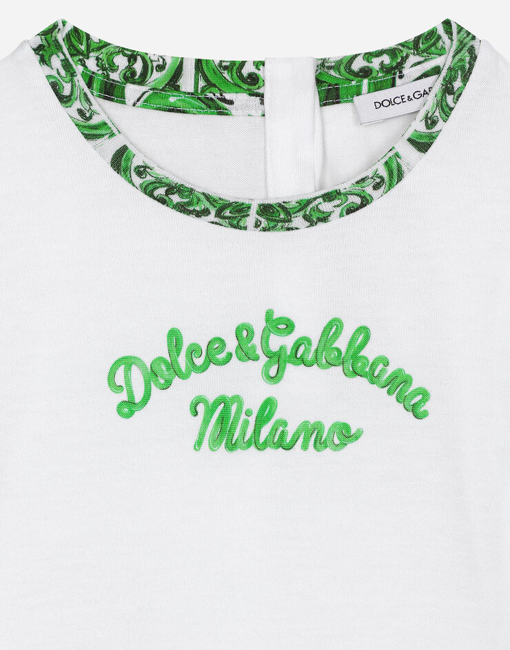 Dolce & Gabbana Set de regalo de 3 piezas de punto con estampado Maiolica verde Imprima L1JO6HG7NVE