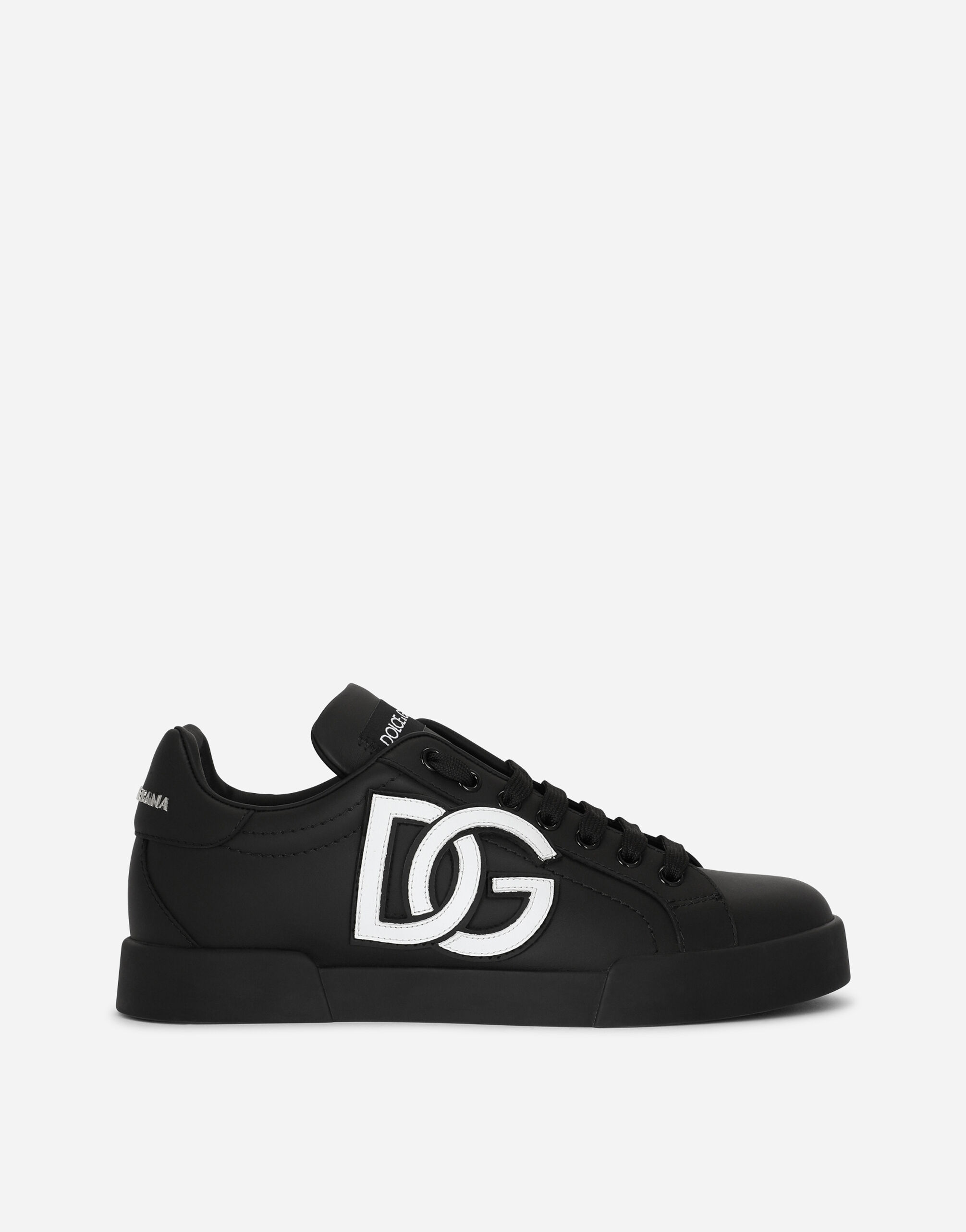 Dolce & Gabbana Calfskin Portofino sneakers with DG logo Black CR1340A1037