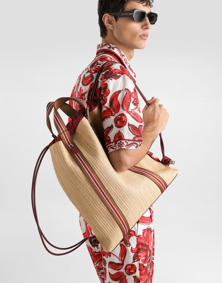 Dolce & Gabbana Mochila Essenza en rafia Multicolor BM2692A0859