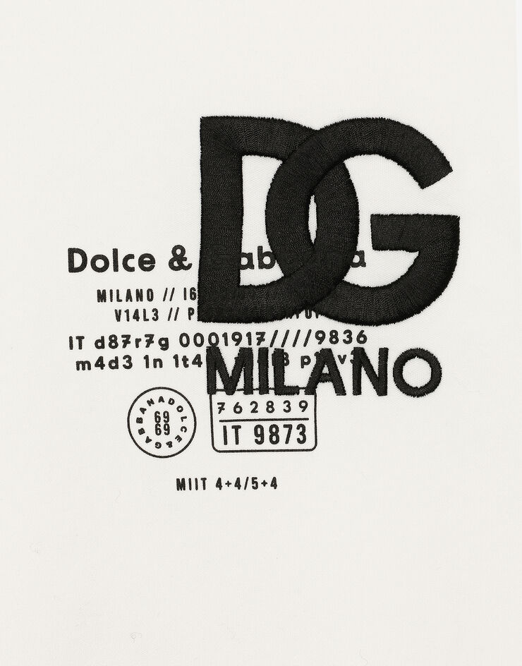 Dolce & Gabbana تيشيرت قطني بتطريز شعار DG وطبعة أبيض G8PN9ZG7K0I