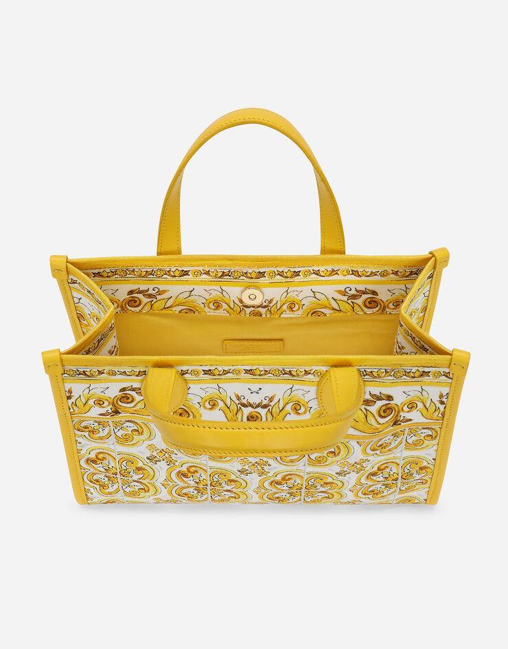 Dolce & Gabbana Canvas handbag with yellow majolica print Yellow EB0252A7131