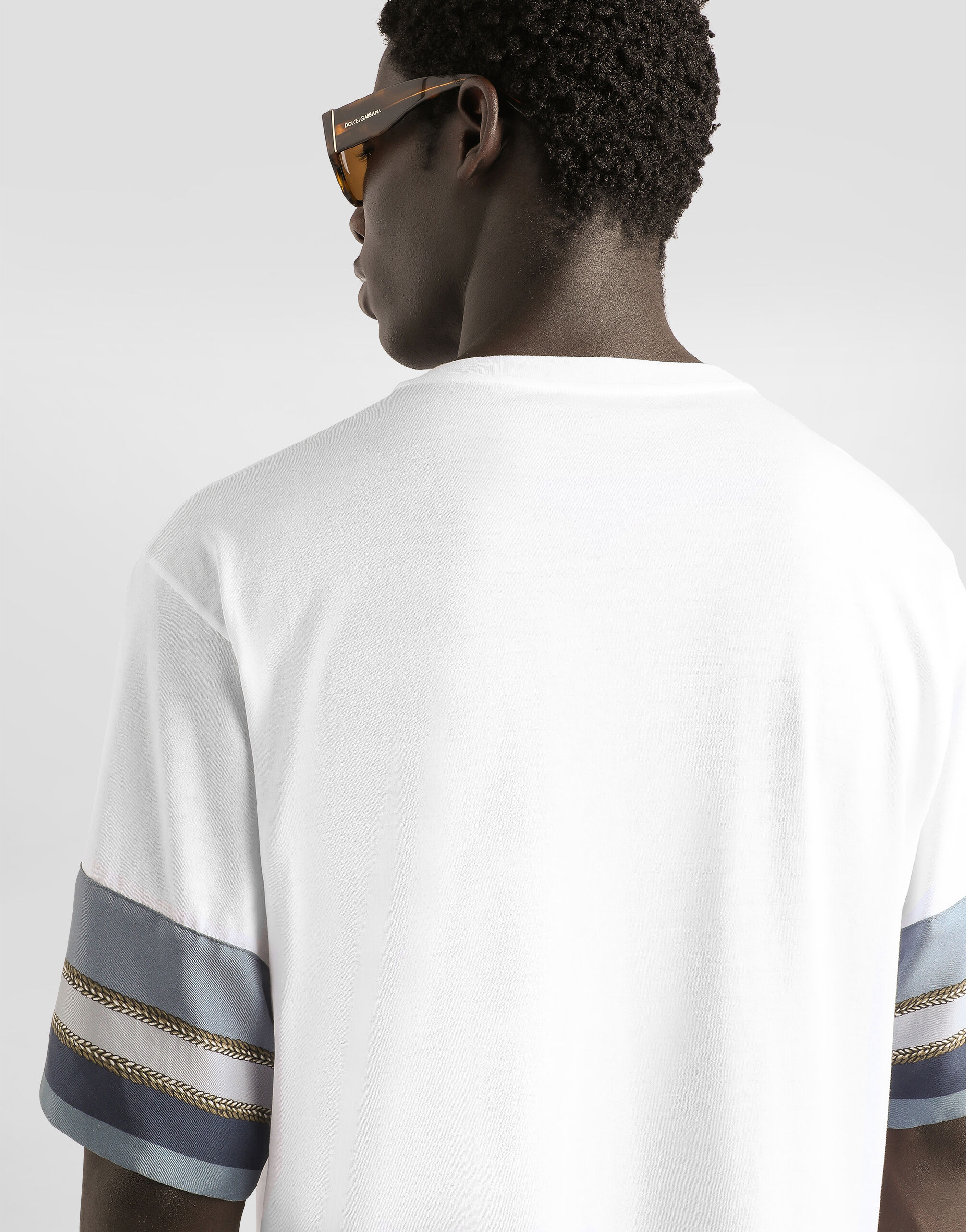 希少✨DOLCE & GABBANA ホワイトバード ピケ ポロTシャツ 50 Cotton T-shirt with majolica-print breast pocket in White for Men