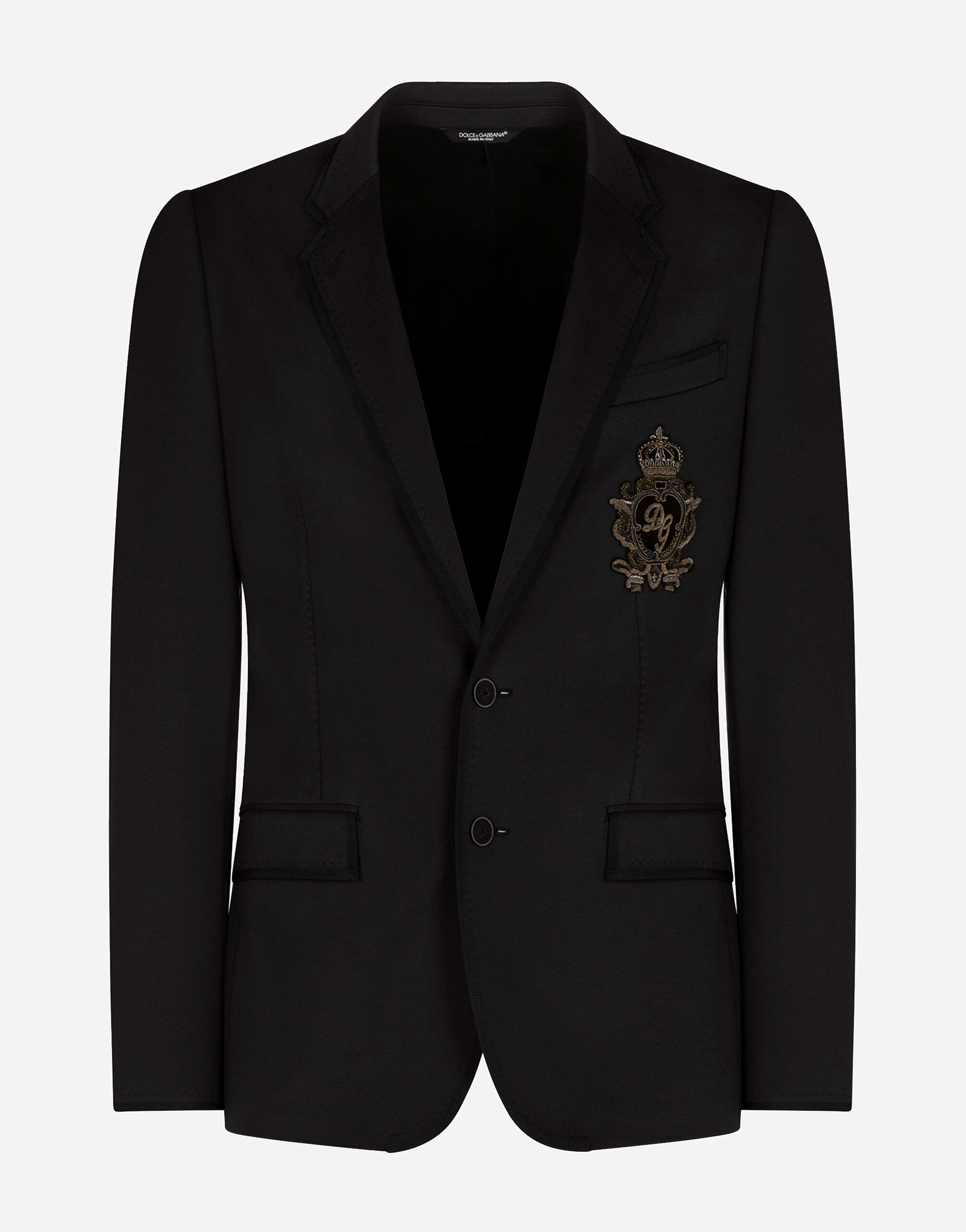 Dolce & Gabbana Jersey jacket with patch Black G2MR5ZFUGI2