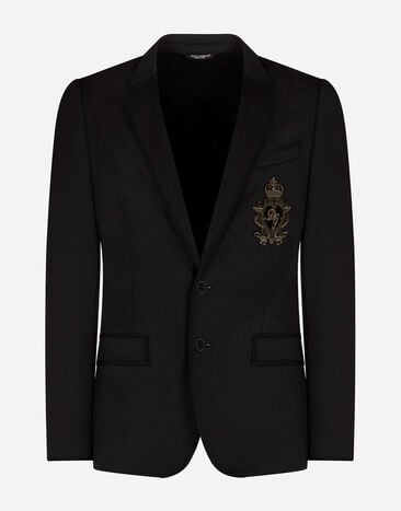 Dolce & Gabbana Giacca in jersey con patch Blu G2QU6TFR20J