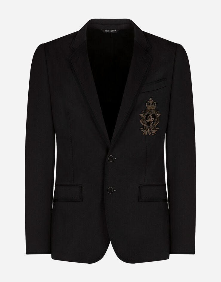 Dolce & Gabbana Veste en jersey avec écusson Noir G2MR5ZFUGI2