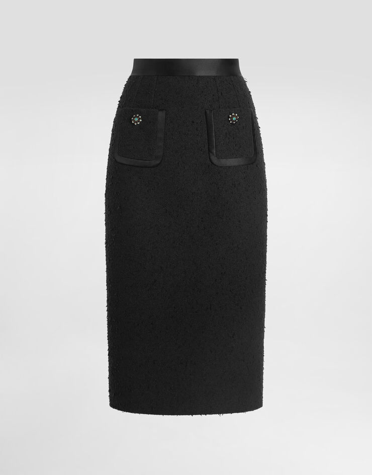 Dolce & Gabbana Jupe droite en natté Rachel Noir F4DB9ZHUMWJ