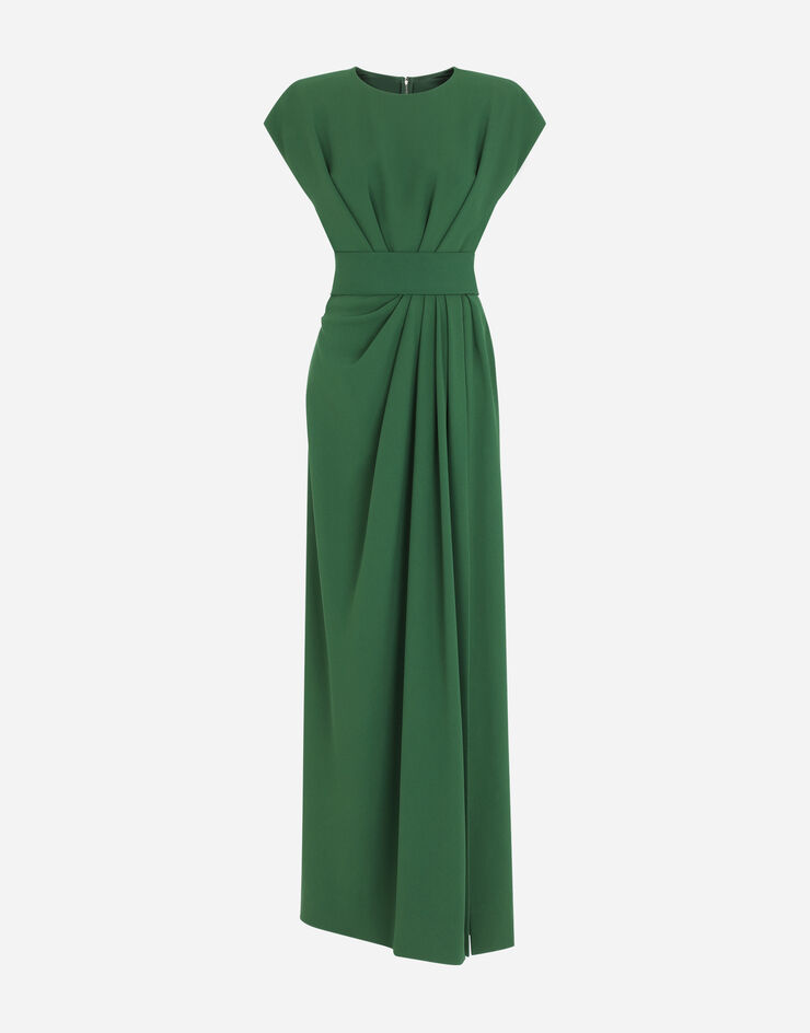 Dolce & Gabbana Abito lungo in cady con spacco laterale Verde F6K3TTFUIAH