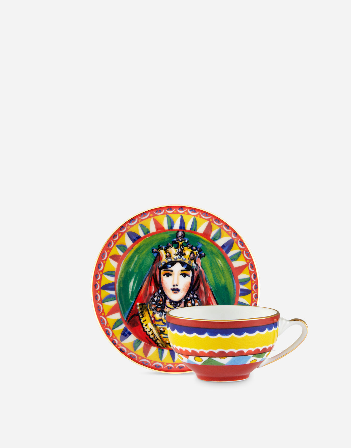 Dolce & Gabbana Tazza Caffè con Piattino in Porcellana Multicolore TC0S08TCAK3