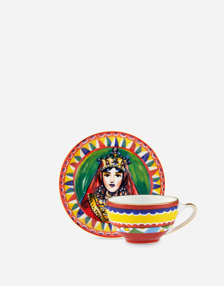 Dolce & Gabbana Tasse à Café avec Soucoupe en Porcelaine Multicolore TC0100TCA22
