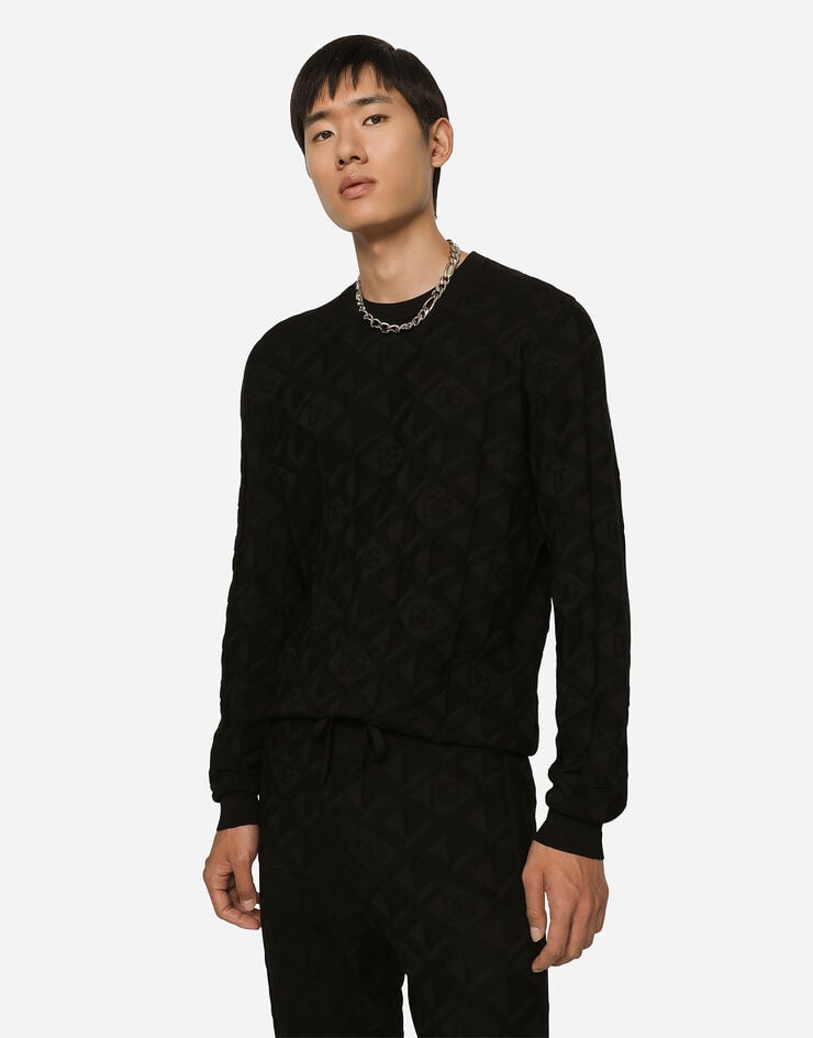 Dolce & Gabbana 3D silk jacquard round-neck sweater Black GXM52TJASY1