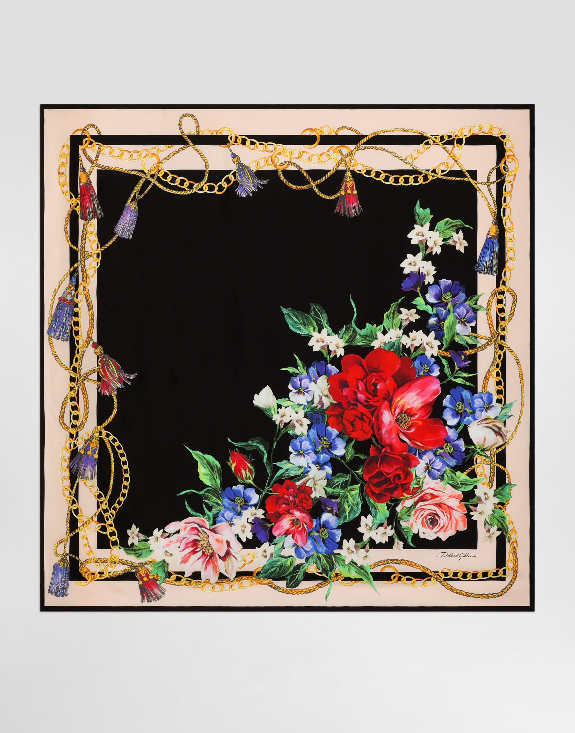 DOLCE & GABBANA (ドルチェ＆ガッバーナ) フローラルローズ カシミヤシルクニットベスト ブラック×ピンク サイズ:36
