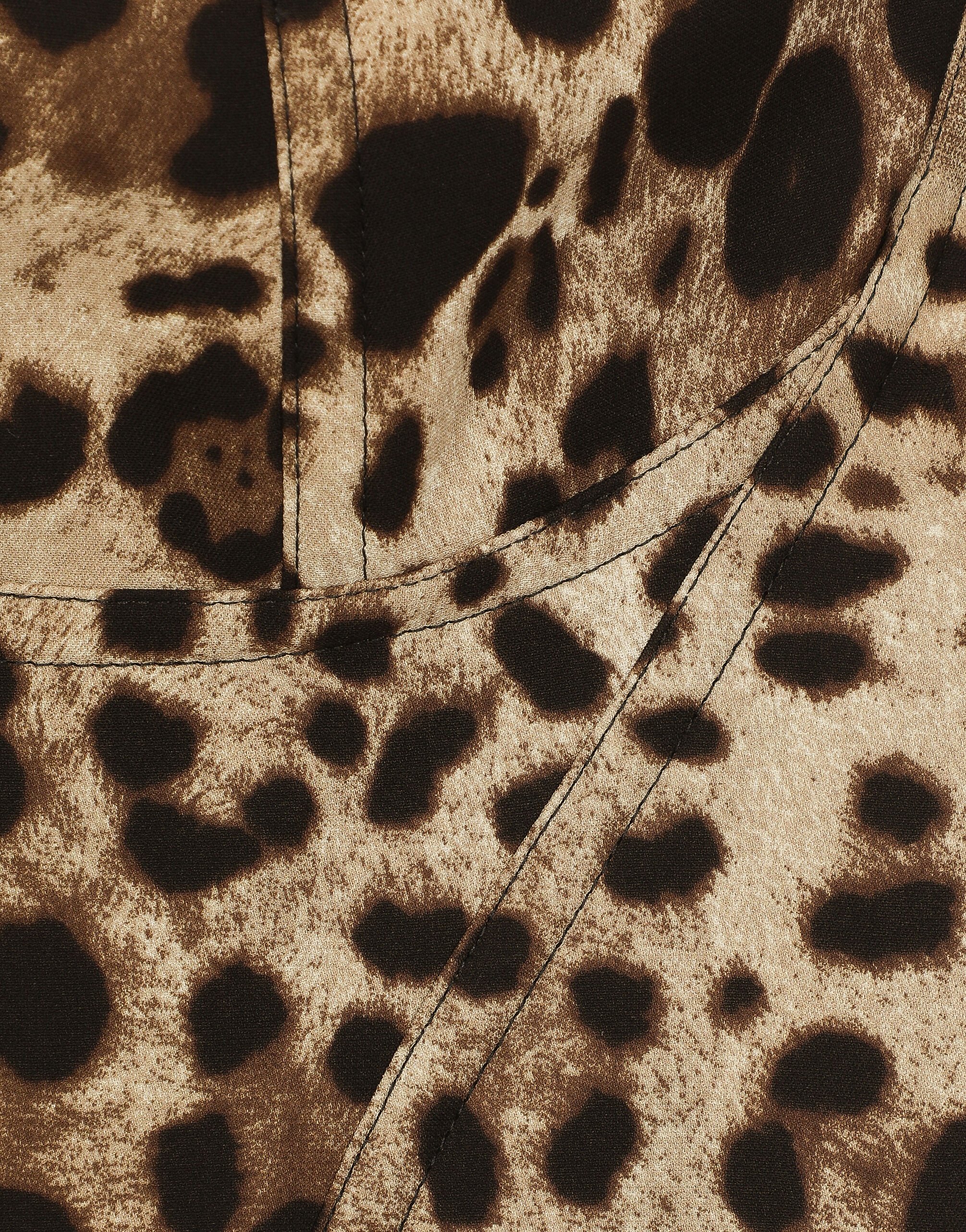 Leopard-print charmeuse bustier top in Print for Women