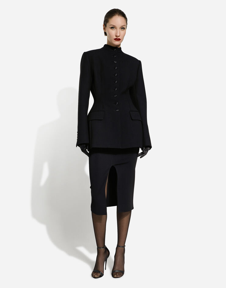 Dolce&Gabbana Длинный однобортный пиджак Dolce из шерстяного кади черный F26W6THUMTB
