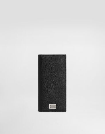 Dolce & Gabbana Calfskin vertical wallet with logo tag Black BP2573AG219