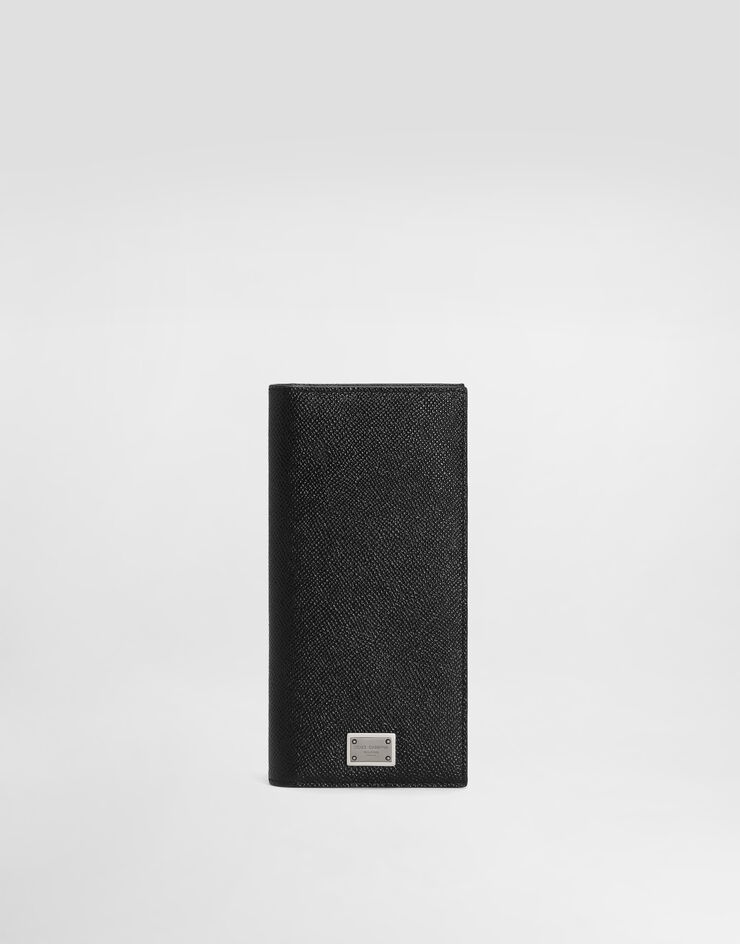 Dolce & Gabbana Calfskin vertical wallet with logo tag Black BP2573AG219