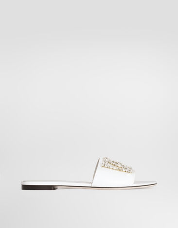 Dolce & Gabbana Flat slides in calfskin with embroidery Multicolor CQ0697A0407