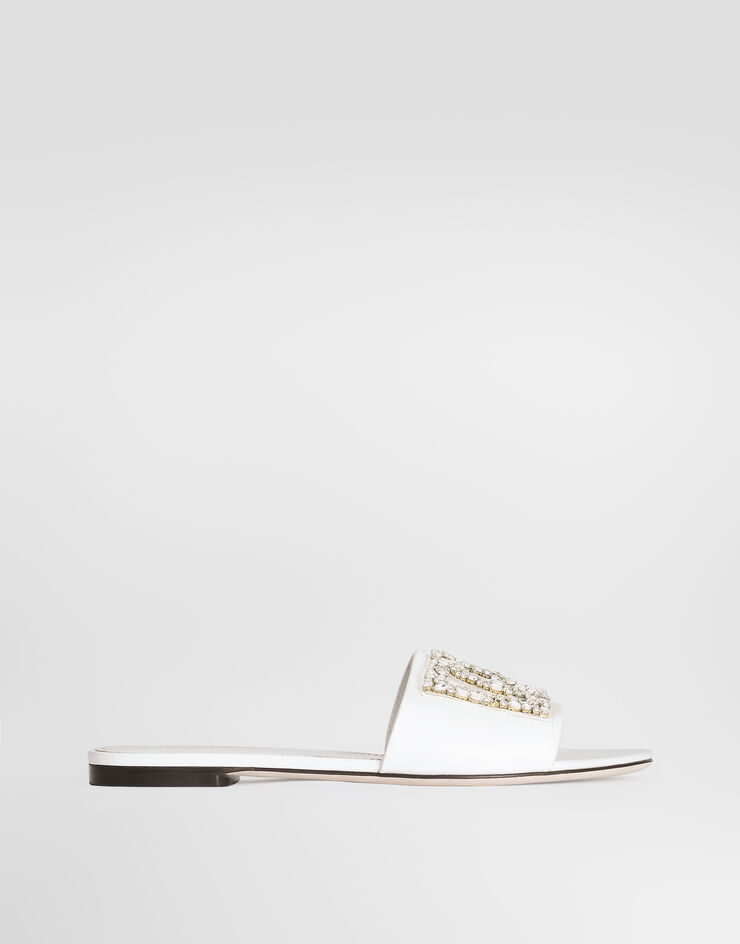 Dolce & Gabbana Flat slides in calfskin with embroidery Multicolor CQ0697A0407