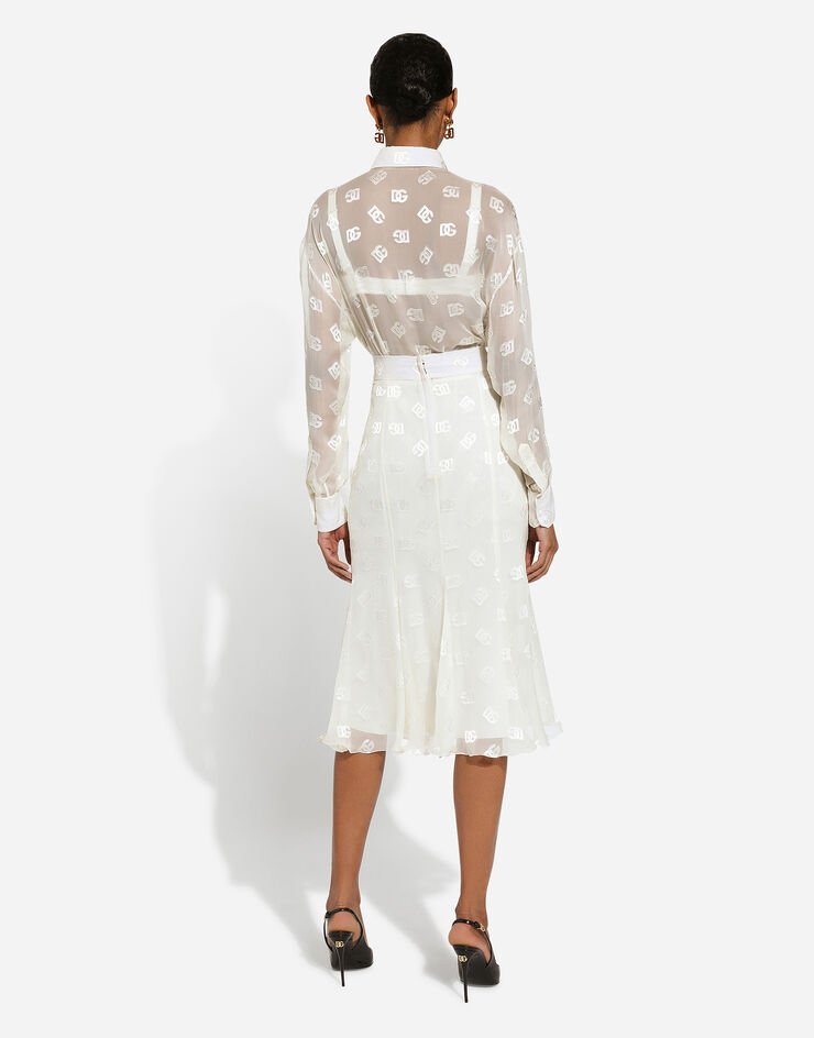 Dolce & Gabbana DG 徽标烧花真丝斜裁半裙 白 F4CCHTFJ9AF