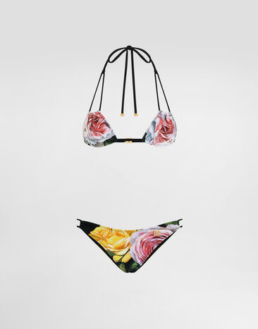 Dolce & Gabbana Triangle bikini with cut-out details and rose and peony print Print O8A04JFSG9R