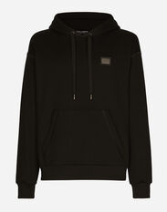 Dolce & Gabbana Jersey hoodie with branded tag Black G9AHSZG7M2H