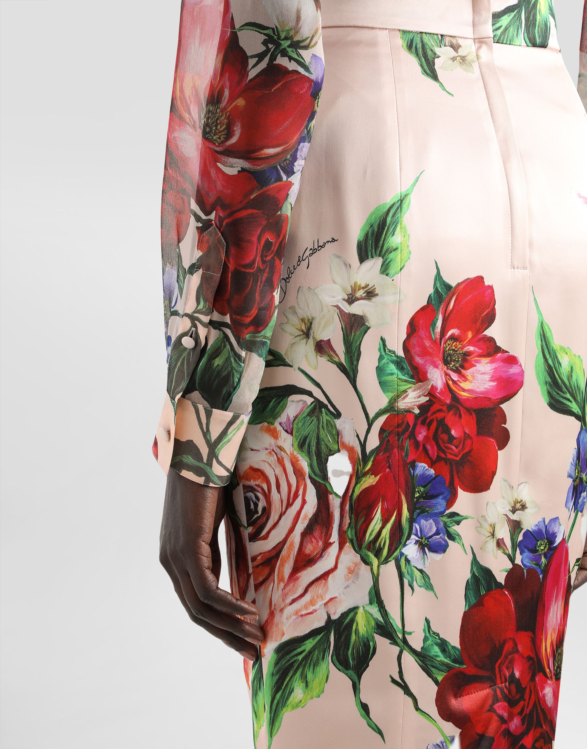 Long-sleeved floral-print chiffon shirt in Print for Women