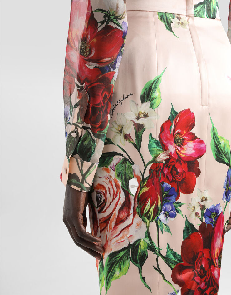 Dolce & Gabbana Chemise en mousseline à imprimé fleurs et manches longues Imprimé F5R64TIS1Y7