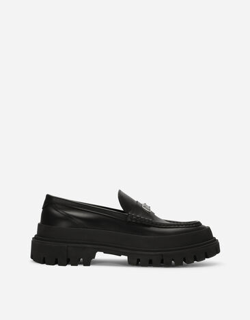 Dolce & Gabbana حذاء لوفر للمشي الطويل من جلد عجل مصقول أسود VG4390VP187