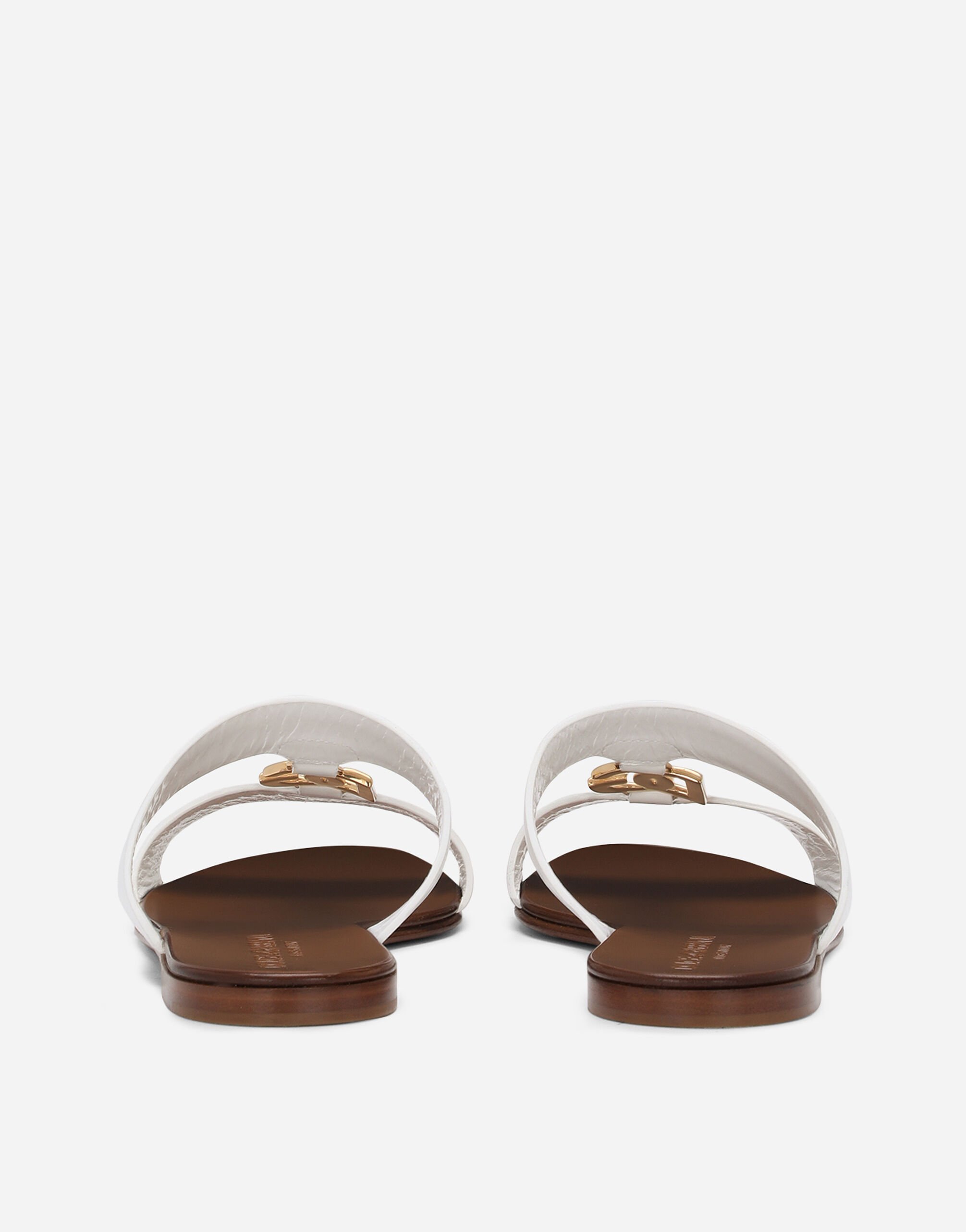 サンダル・ミュール Dolce & Gabbana FW25 DG Sandals (CQ0619AW576 80999) Calfskin sliders with DG logo in White for Women