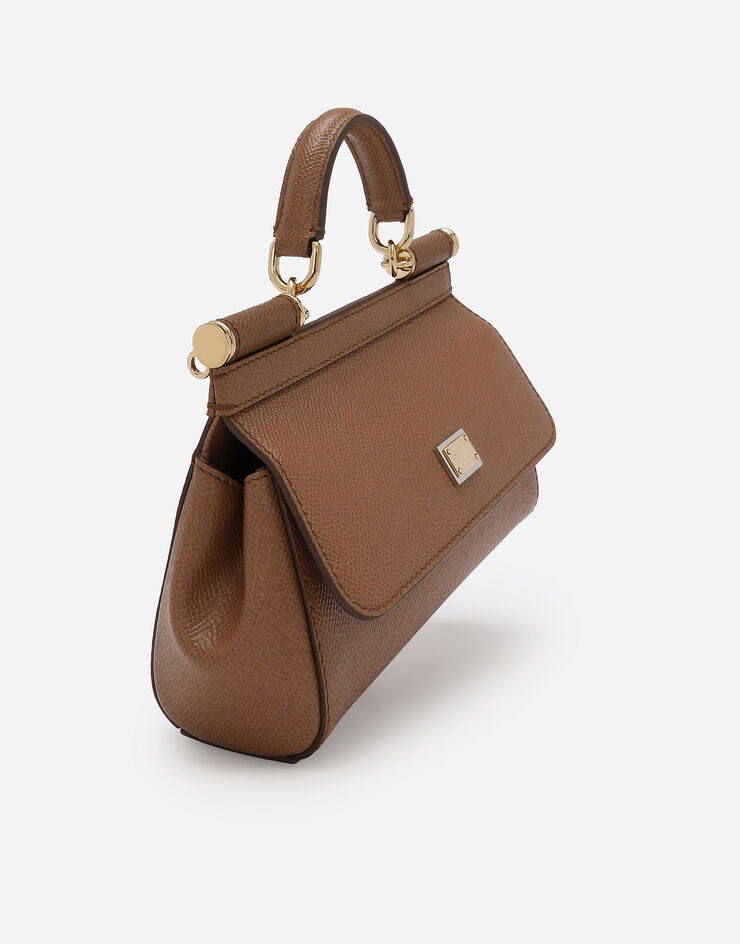 Dolce & Gabbana Mini Sicily handbag in dauphine calfskin Brown BB7116B1001