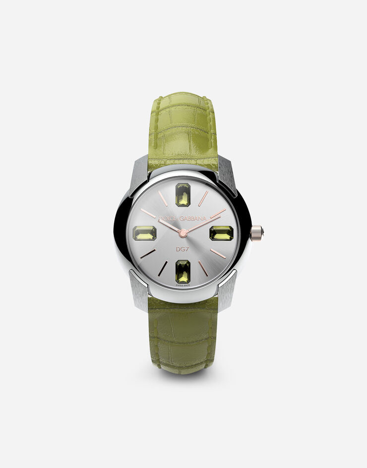 Dolce & Gabbana Watch with alligator strap Olive Green WWRE2SXSD6A