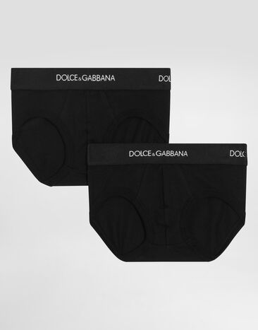Dolce & Gabbana Jersey briefs two-pack with branded elastic Black L4J700ON00G