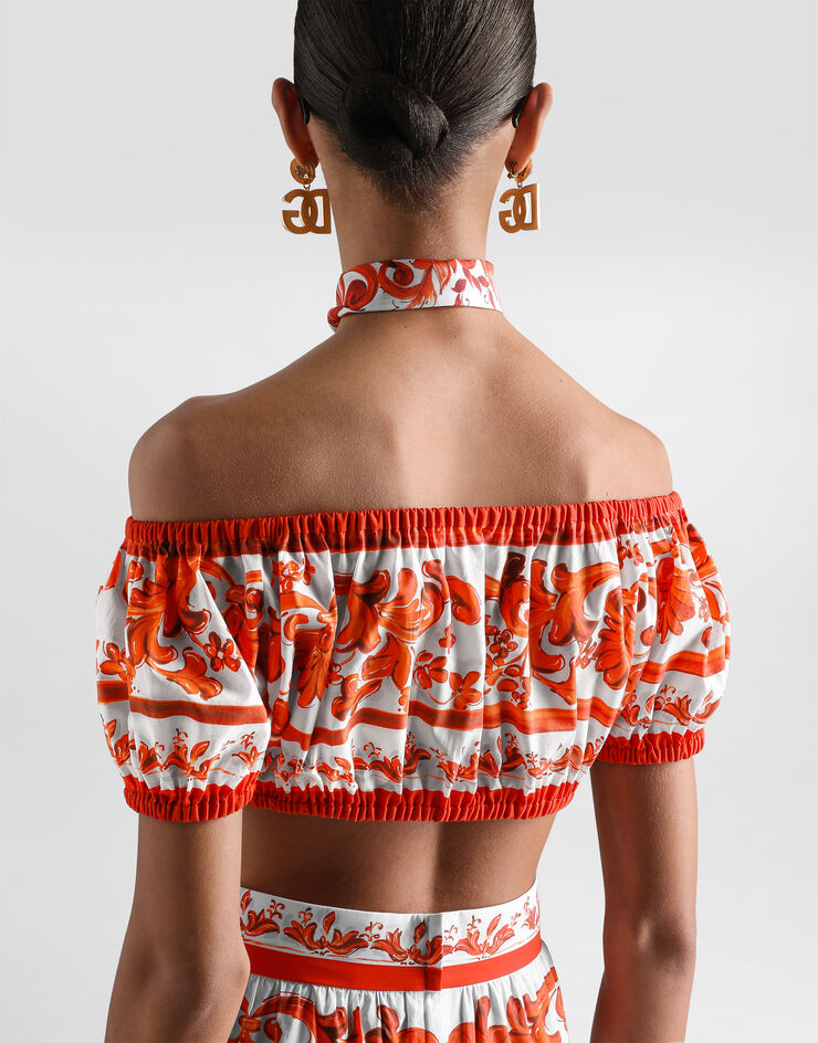 Dolce & Gabbana Majolica-print poplin top Multicolor F755RTGDDRL