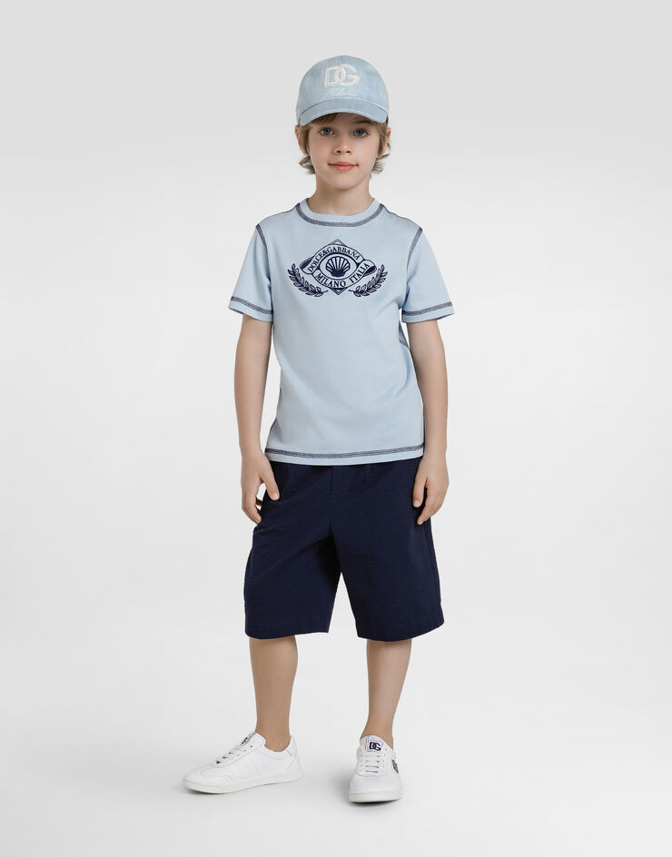 Dolce & Gabbana Short-sleeved jersey t-shirt with DG Azure L4JTHUG7PES