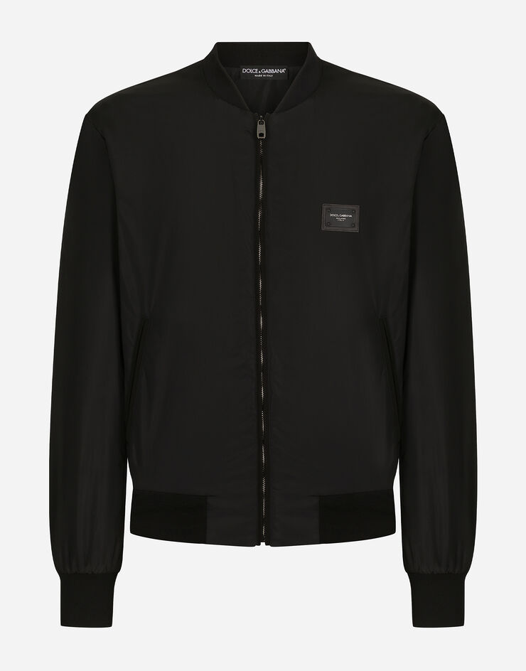 Nylon jacket with branded tag in Black for | Dolceu0026Gabbana® US