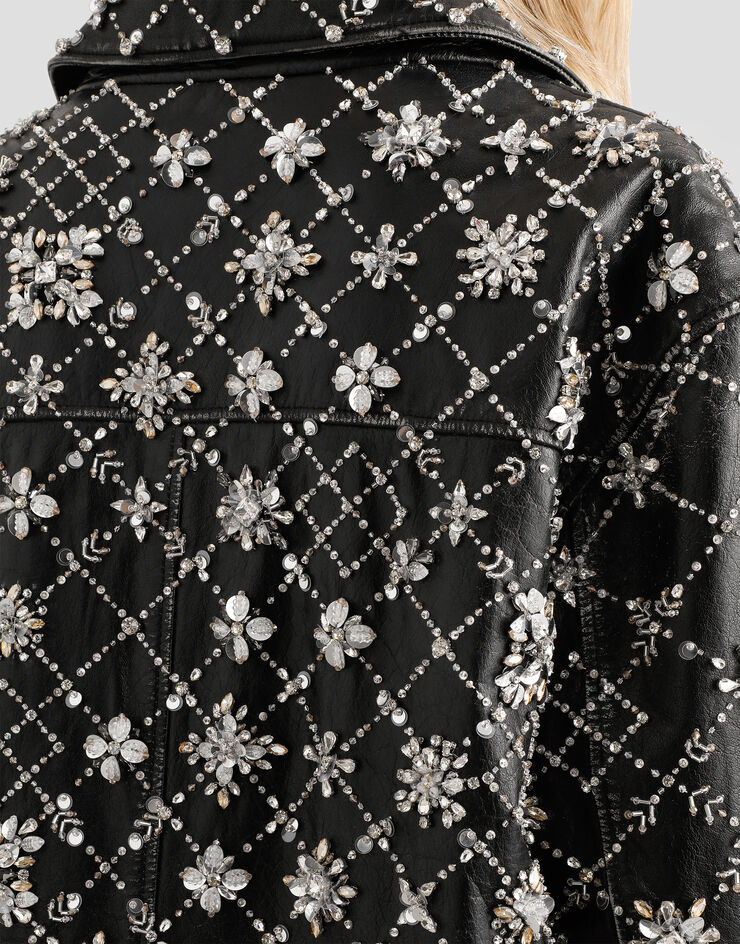 Dolce & Gabbana エンブロイダリー ヴィンテージ レザー ジャケット Multicolor F9T91ZGDDGB