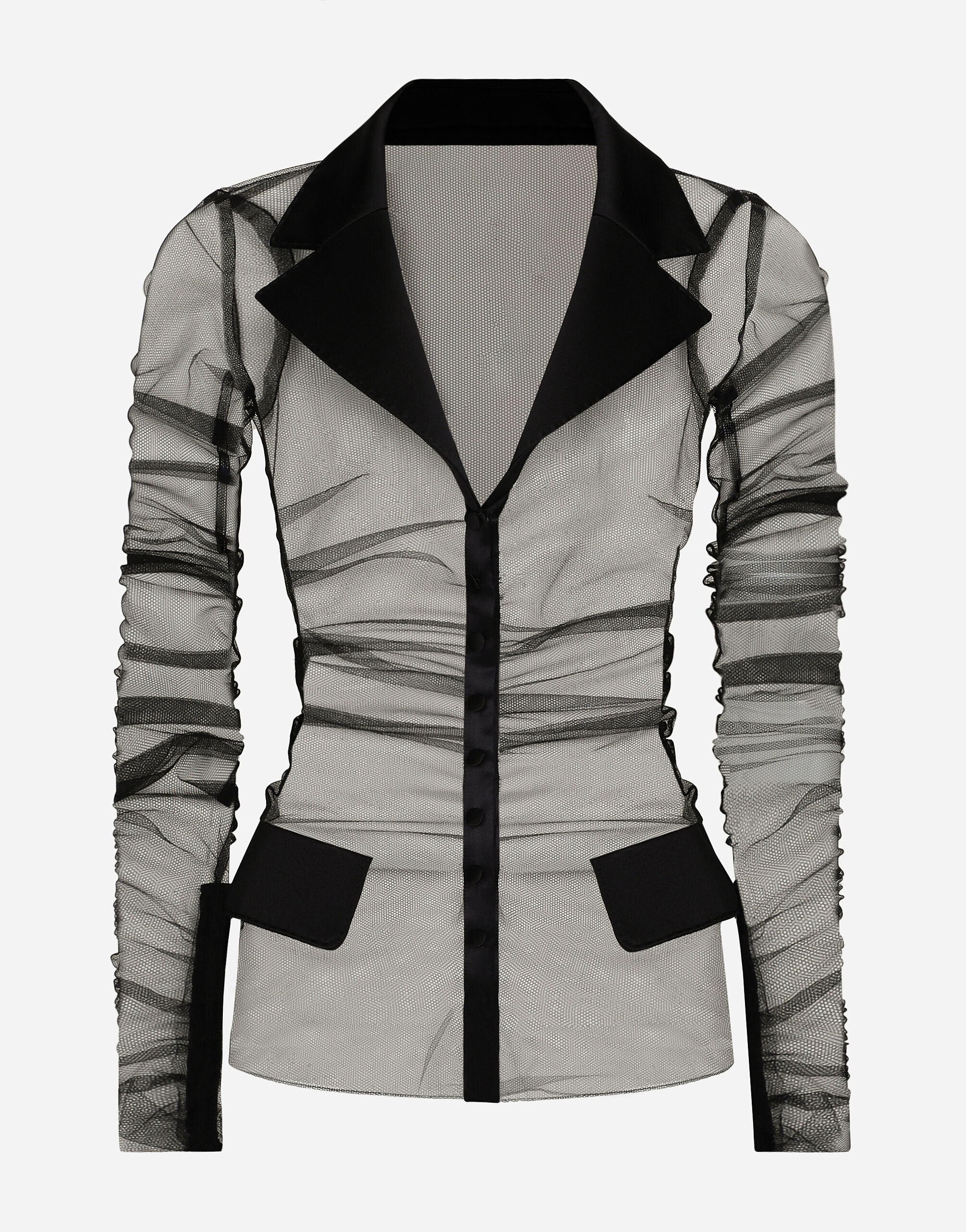 Dolce&Gabbana Tulle jacket with satin details Black F6DDXTGDB0R