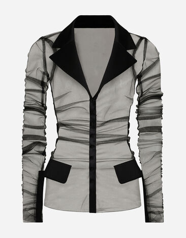 Dolce & Gabbana Chaqueta de tul con detalles de raso Negro F27AOTHLMLQ